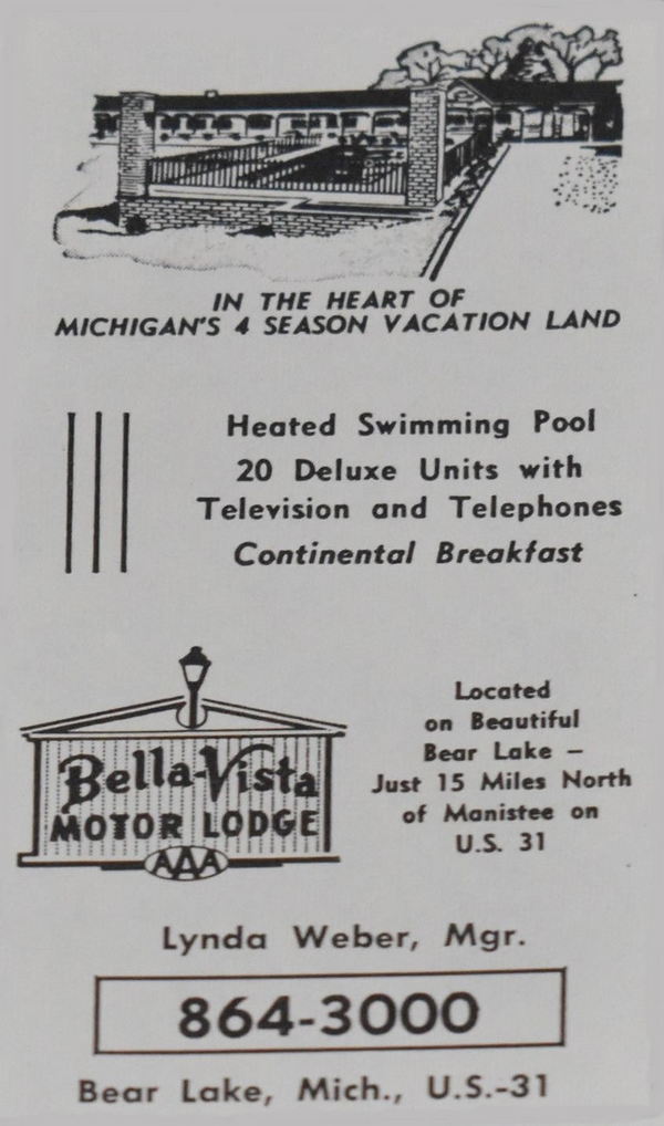 Motel Bear Lake (Bella Vista Lodge, Bella Vista Motor Lodge) - Vintage Ad (newer photo)